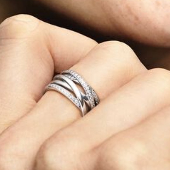 NWT Pandora Sparkling & Polished Lines Ring S925 & Zirconia - Picture 2 of 4